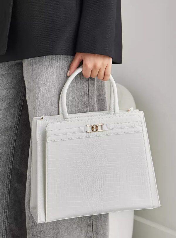 Textured Tote Bag with Handles