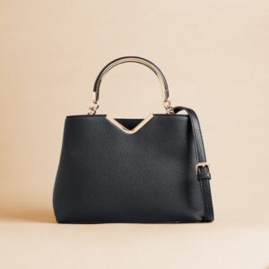 Textured Tote Bag with Button Closure