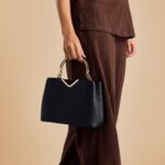 Textured Tote Bag with Button Closure