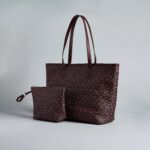 Geometric Print Tote Bag with Pouch