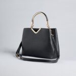 Textured Tote Bag with Button Closure