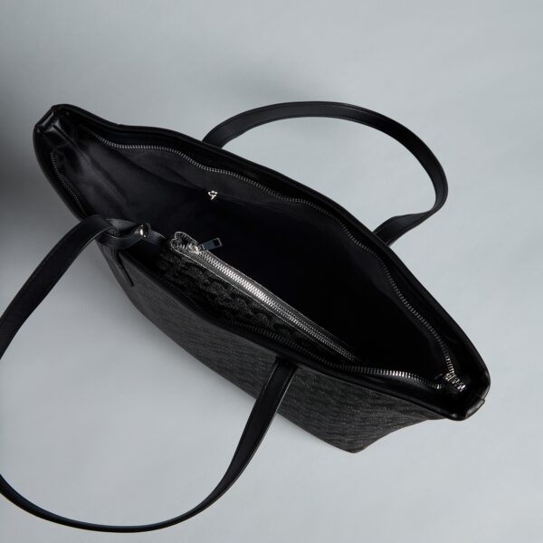 Geometric Print Tote Bag with Pouch