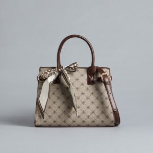 Printed Tote Bag with Double Handle and Scarf Detail