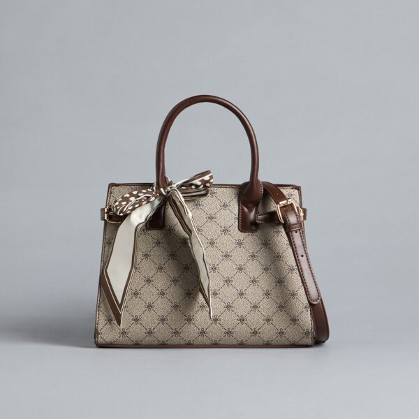 Printed Tote Bag with Double Handle and Scarf Detail