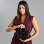 Textured Crossbody Bag with Top Handle