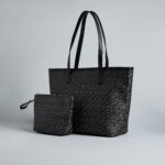 Geometric Print Tote Bag with Pouch