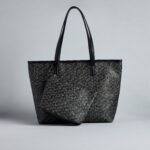 Geometric Print Tote Bag with Pouch