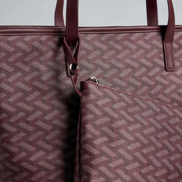 Geometric Print Tote Bag with Pouch