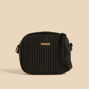 Textured Crossbody Bag with Adjustable Strap and Zip Closure