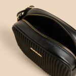 Textured Crossbody Bag with Adjustable Strap and Zip Closure