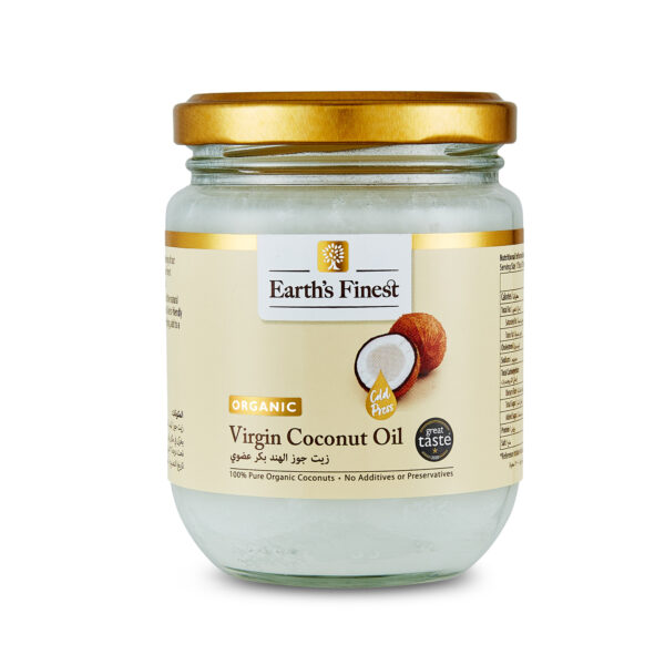 Earth's Finest Organic Virgin Coconut Oil, 100% Pure, Cold-Pressed, Unrefined, No Additives or Chemicals, 200ml