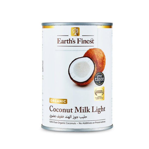 Earth's Finest Organic Coconut Milk Light, Unsweetened, Vegan, Dairy-Free, BPA-Free, Low-Fat & Long Life, 400ml