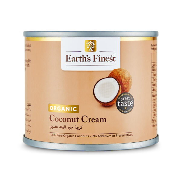Earth's Finest Organic Coconut Cream, Vegan, Unsweetened, BPA-Free, Cooking for Curries & Desserts, 200ml