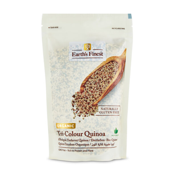 Earth's Finest Organic Tri-Color Quinoa, Gluten-Free, Non-GMO, High-Protein Superfood for Cooking & Baking - 340g