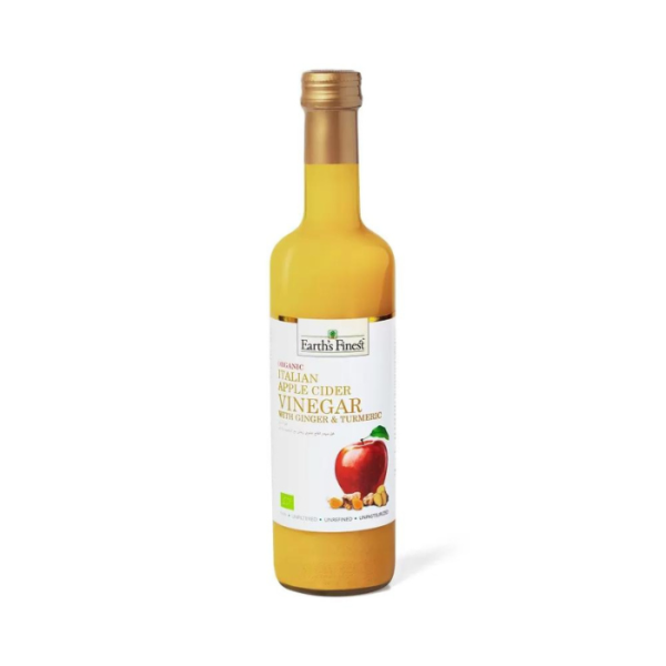 Earth's Finest Organic Apple Cider Vinegar with Ginger & Turmeric, Unfiltered, Raw and Natural, 500ml