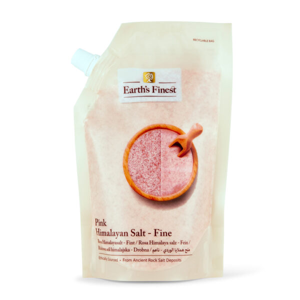 Earth's Finest Pink Himalayan Salt, Fine Grain, Unrefined, Mineral-Rich Natural Rock for Cooking & Wellness, 500g