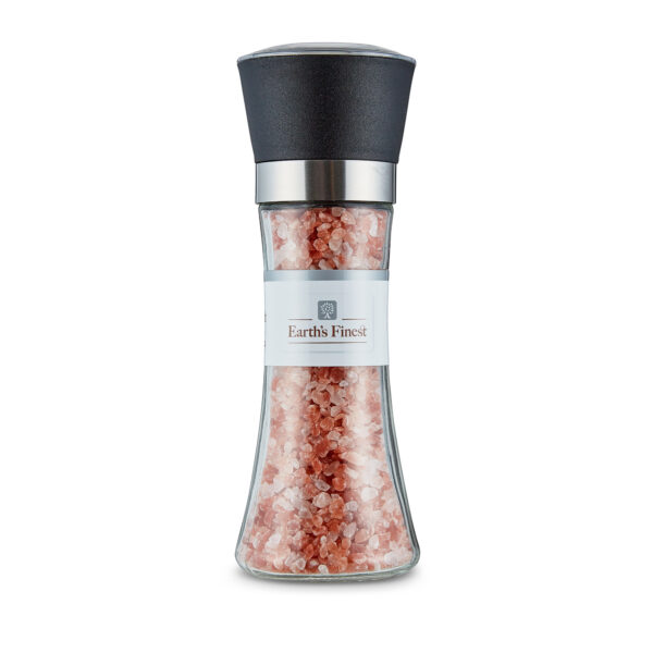 Earth's Finest Pink Himalayan Salt, 100% Pure, Coarse Grain Rock Salt in Refillable Glass Grinder, 200g