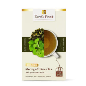 Earth's Finest Organic Moringa Green Tea, Antioxidant-Rich Superfood Blend for Immunity, Energy & Wellness - 25 Bags