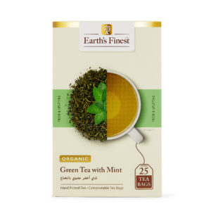 Earth's Finest Organic Green Tea with Mint, Refreshing, Detoxifying & Antioxidant-Rich Herbal Blend, 25 Tea Bags