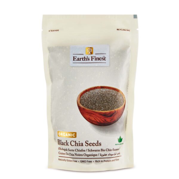 Earth's Finest Organic Black Chia Seeds, Superfood for Baking, Smoothies, Puddings, Gluten-Free, Non-GMO, 300g