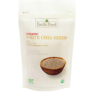 Earth's Finest Organic White Chia Seeds, High Fiber, Omega-3, Gluten-Free Superfood, 300g