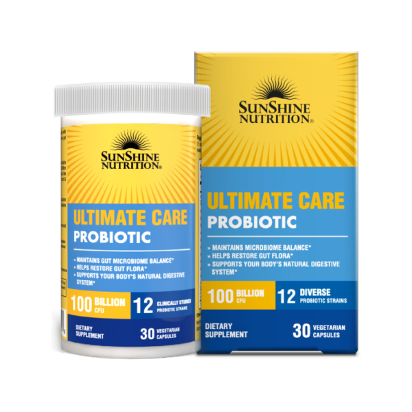 Sunshine Nutrition Ultimate Care Probiotic 100 Billion, Advanced Gastrointestinal Support, 30 V-Capsules