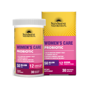 Sunshine Nutrition Women’s Care Probiotic 50 Billion, Feminine and Digestive Health Support, 30 V-Capsules