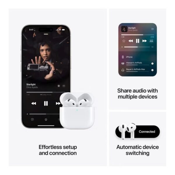 Apple AirPods 4 With Active Noise Cancellation Truly Wireless Bluetooth In-Ear Earbuds With Charging Case White