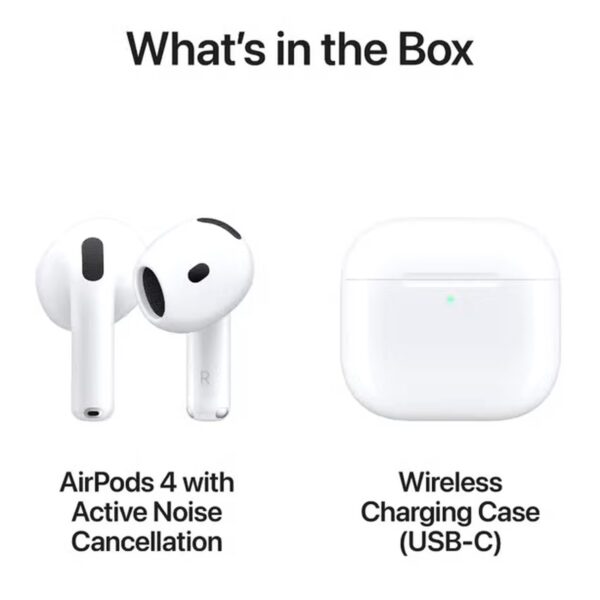 Apple AirPods 4 With Active Noise Cancellation Truly Wireless Bluetooth In-Ear Earbuds With Charging Case White
